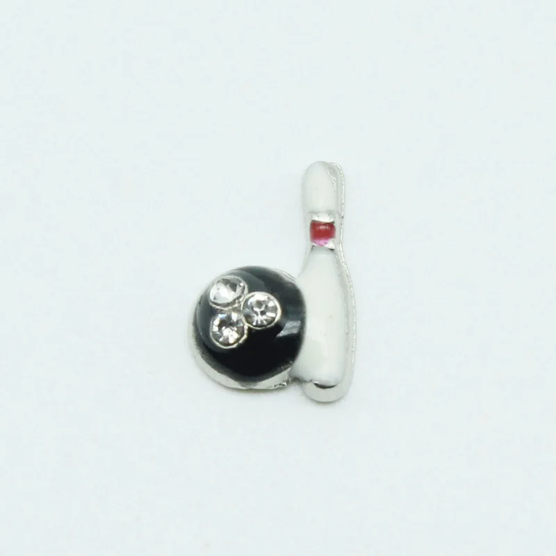 Hot Selling 20pcs/lot Bowling Floating Charms Living Glass Memory Lockets DIY Jewelry Accessory