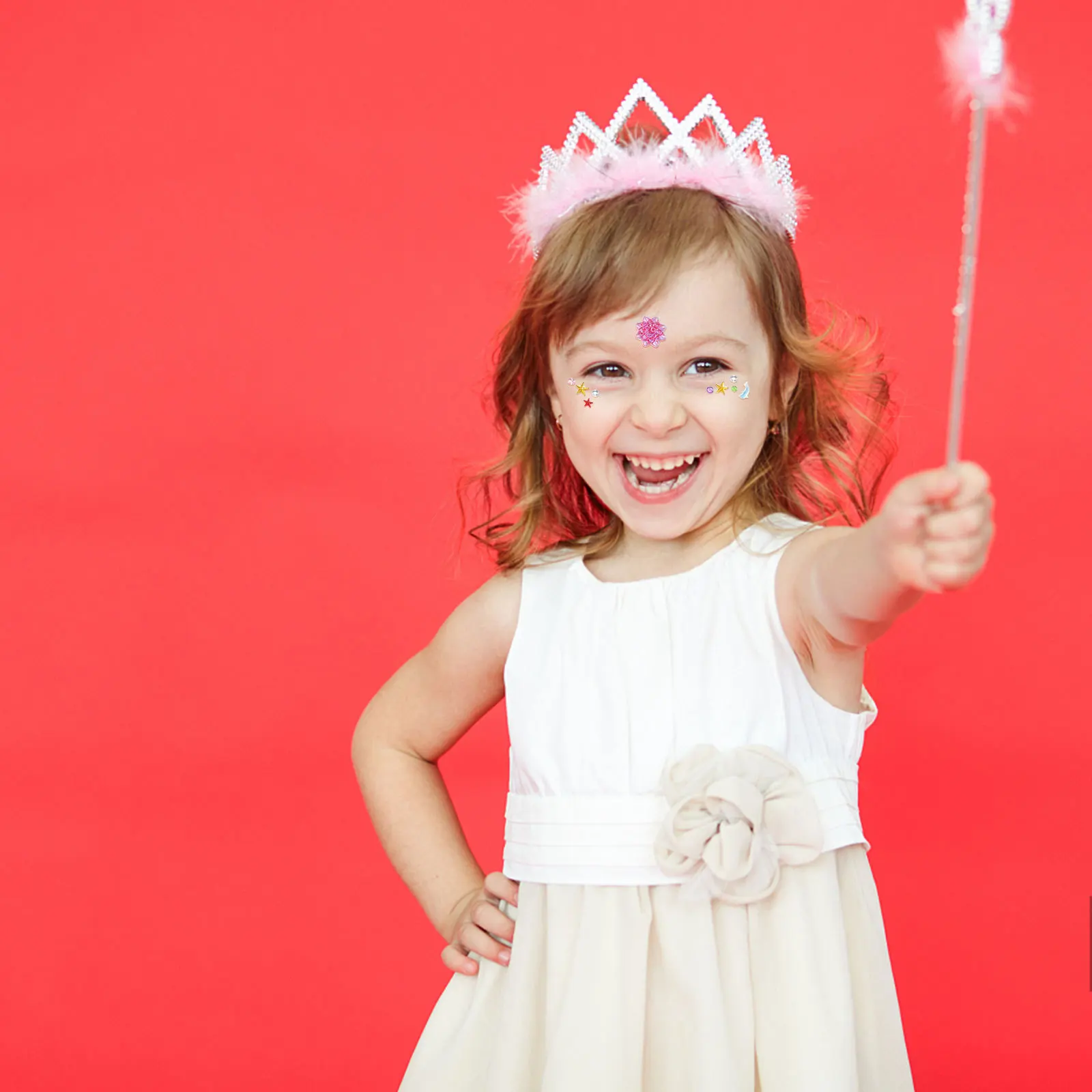 สติกเกอร์ติดหน้าตัวเด็ก ประดับเพชรเทียม รอยสักชั่วคราว สำหรับงานปาร์ตี้ฮาโลวีน เทศกาล งานเรฟ อุปกรณ์ตกแต่ง