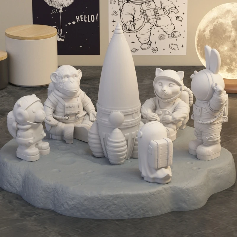 Silicone Mold for Moon Space Figure Easy to Use Silicone Mold for Making Astronautic Crafts Table Decors Ornament 28TF