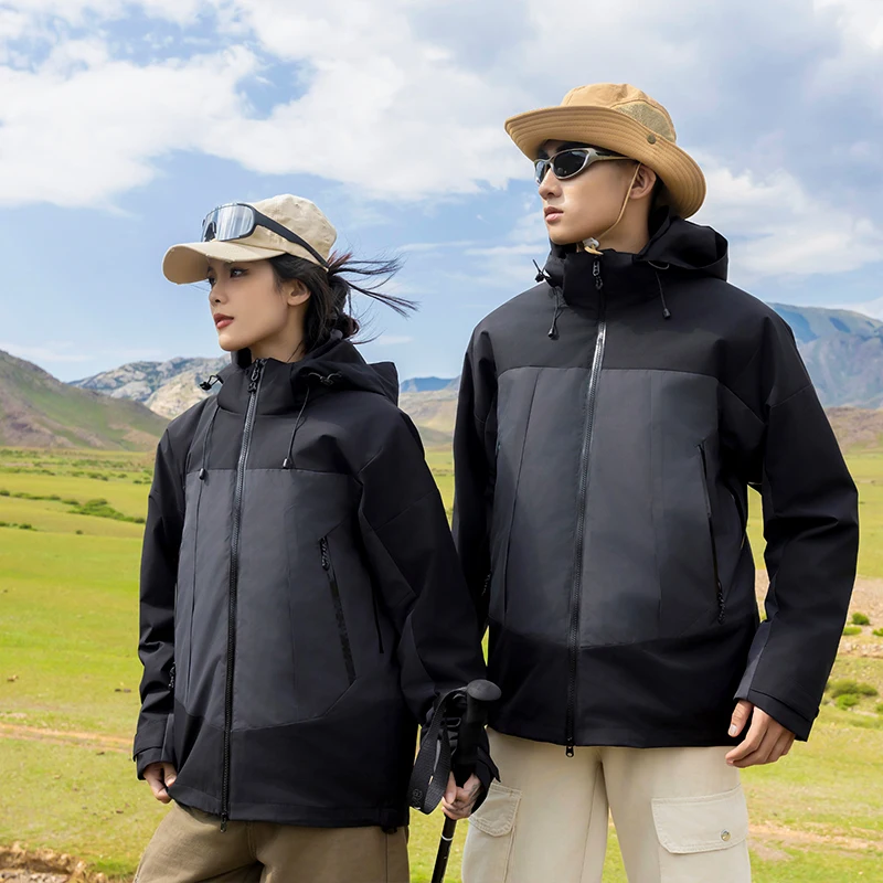 

EIAO Unisex 3-in-1 Detachable Windbreaker Jacket Men Women Spring Autumn Waterproof Hiking Camping Thermal Lined Outerwear Coat
