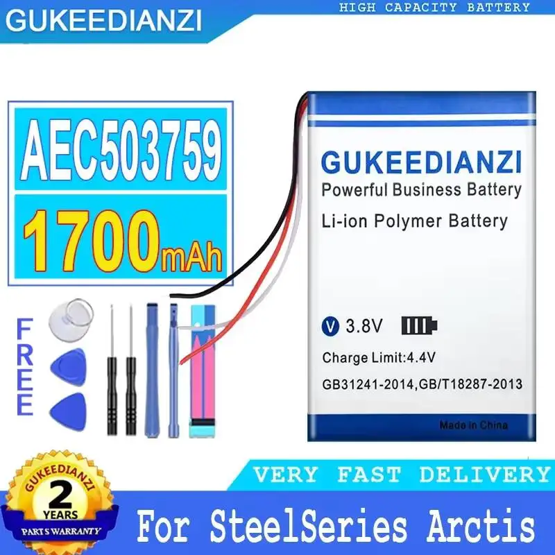 

For Steelseries Arctis 1 3 5 7 7P Arctis1 Arctis3 Arctis5 Arctis7 Arctis7P Long-Lasting AEC503759 1700mAh Gaming Headset Battery