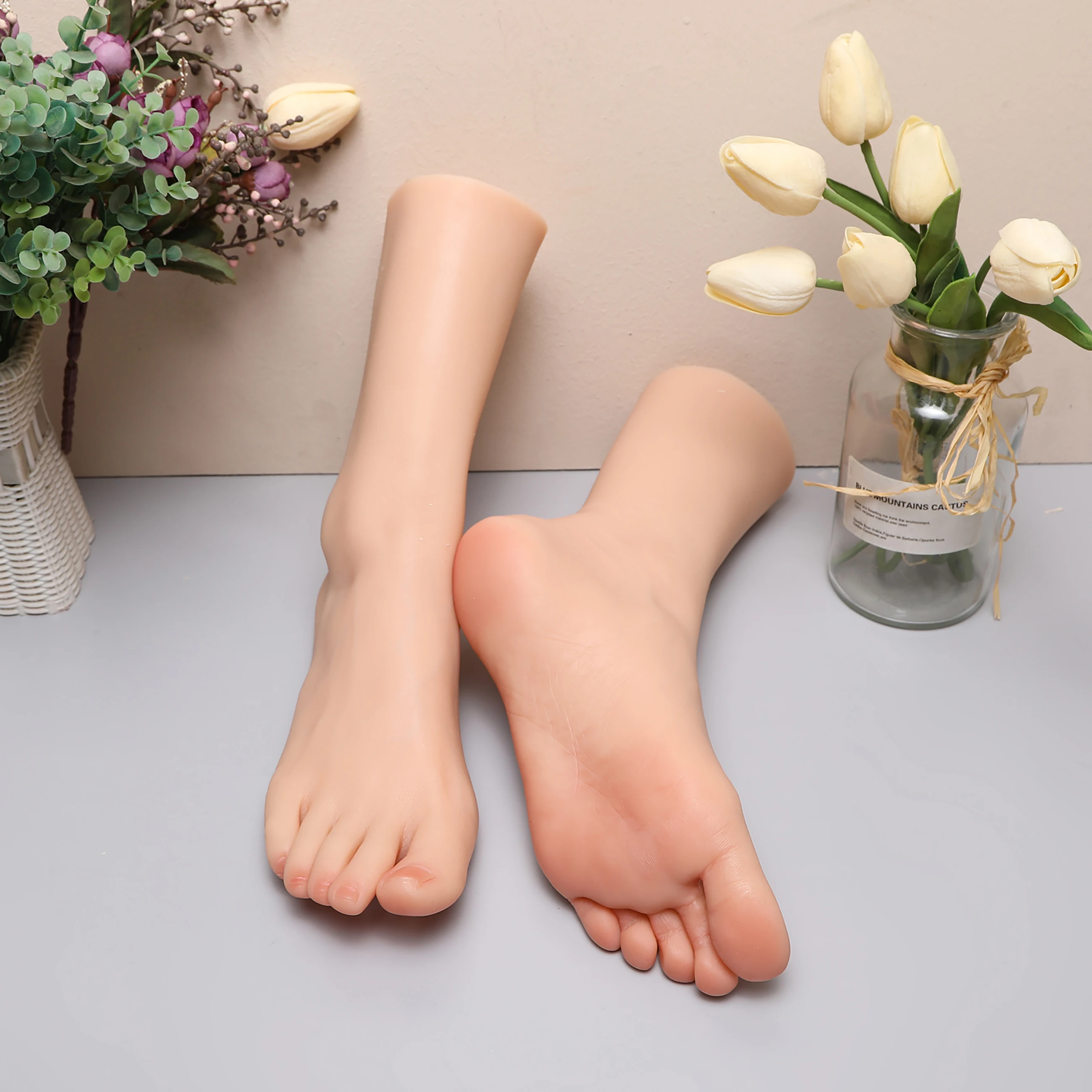 أنثى سيليكون نموذج القدم محاكاة وهمية الإنسان القدم الوثن الأحذية والمجوهرات عرض رسومات أظافر وهمية الممارسة 1:1 حجم TG4000