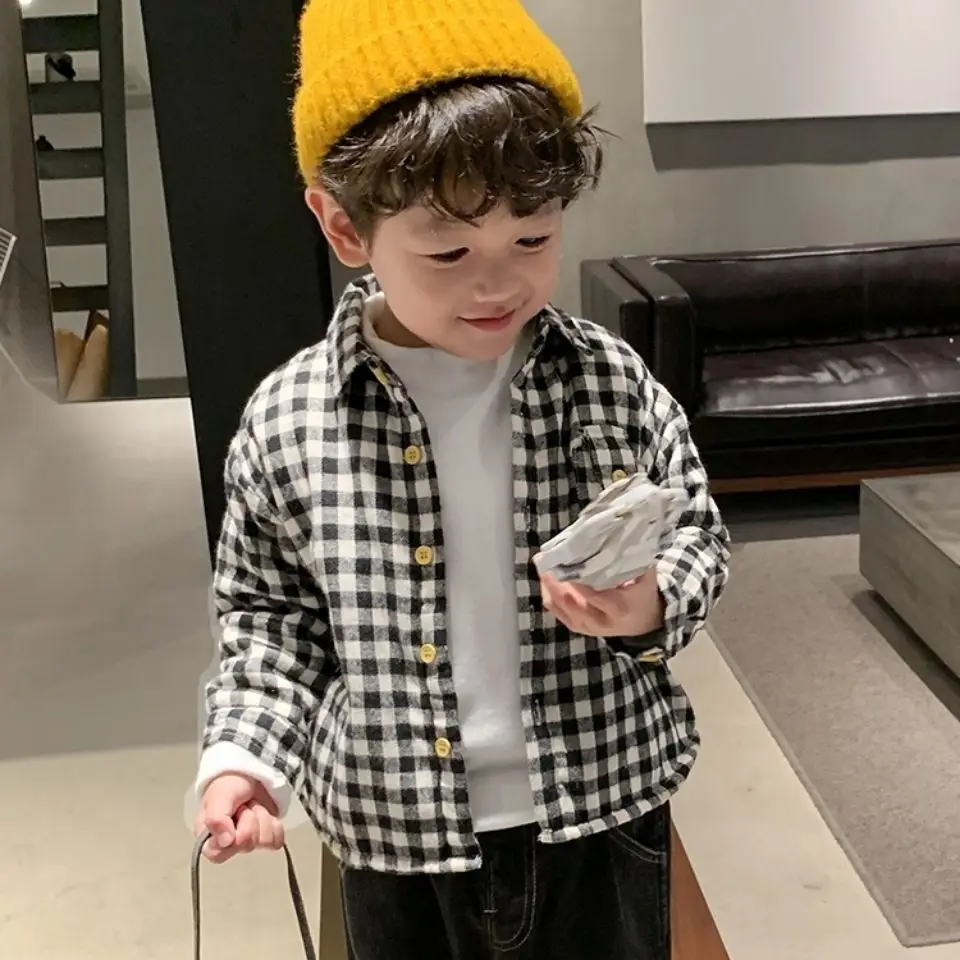 

Shirt Checked Collared Top All-matched Winter New Fashionable Cotton Soft Casual Classic Long Sleeves Autumn Comfortable