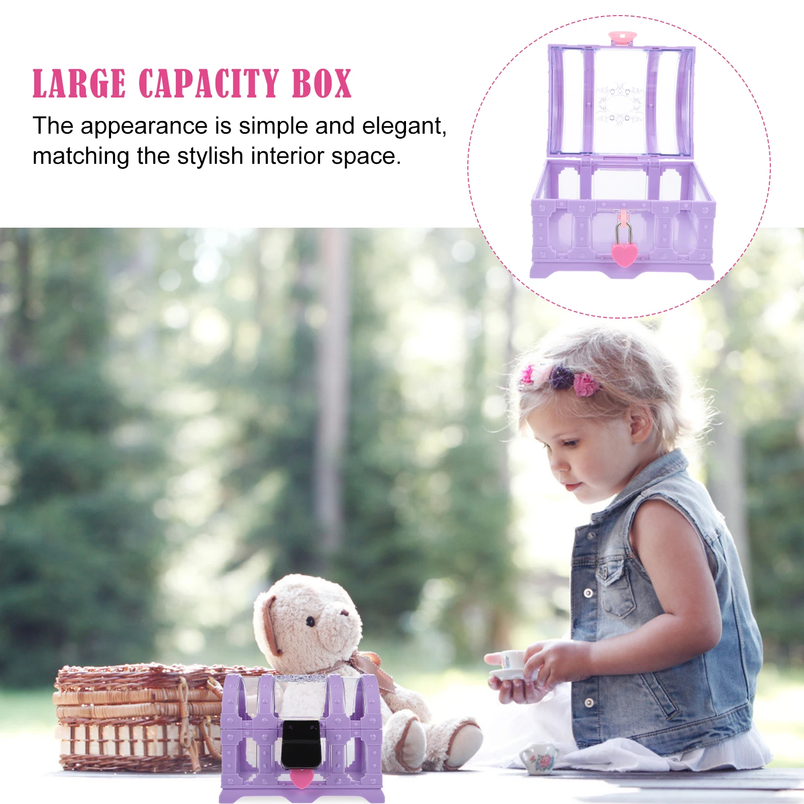 

Crystal Jewelry ganizer Lock ABS Material Large Capacity Purple Girlish Box for Rings Necklaces Earrings Storage Display