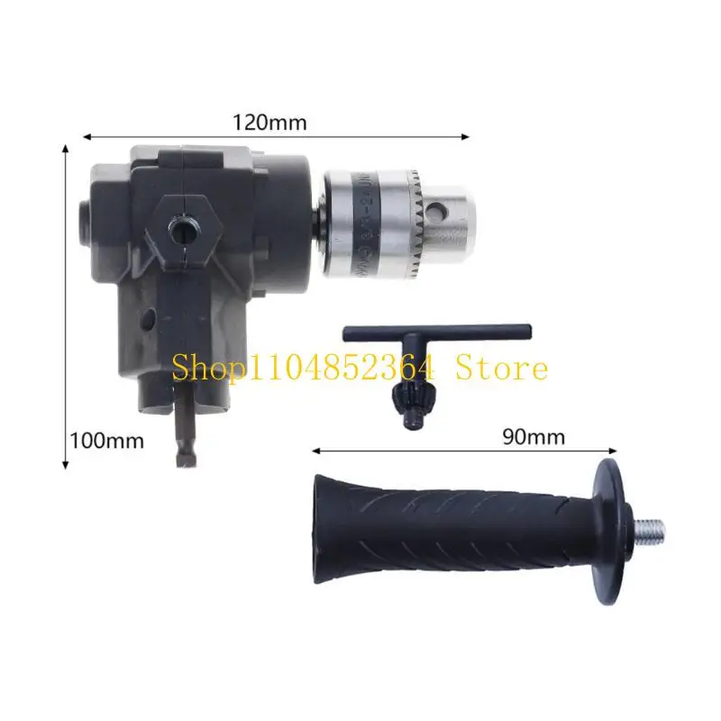 652F Three Jaw Chuck Corner Impact Drill Adapter 90° Bend Extension Chuck