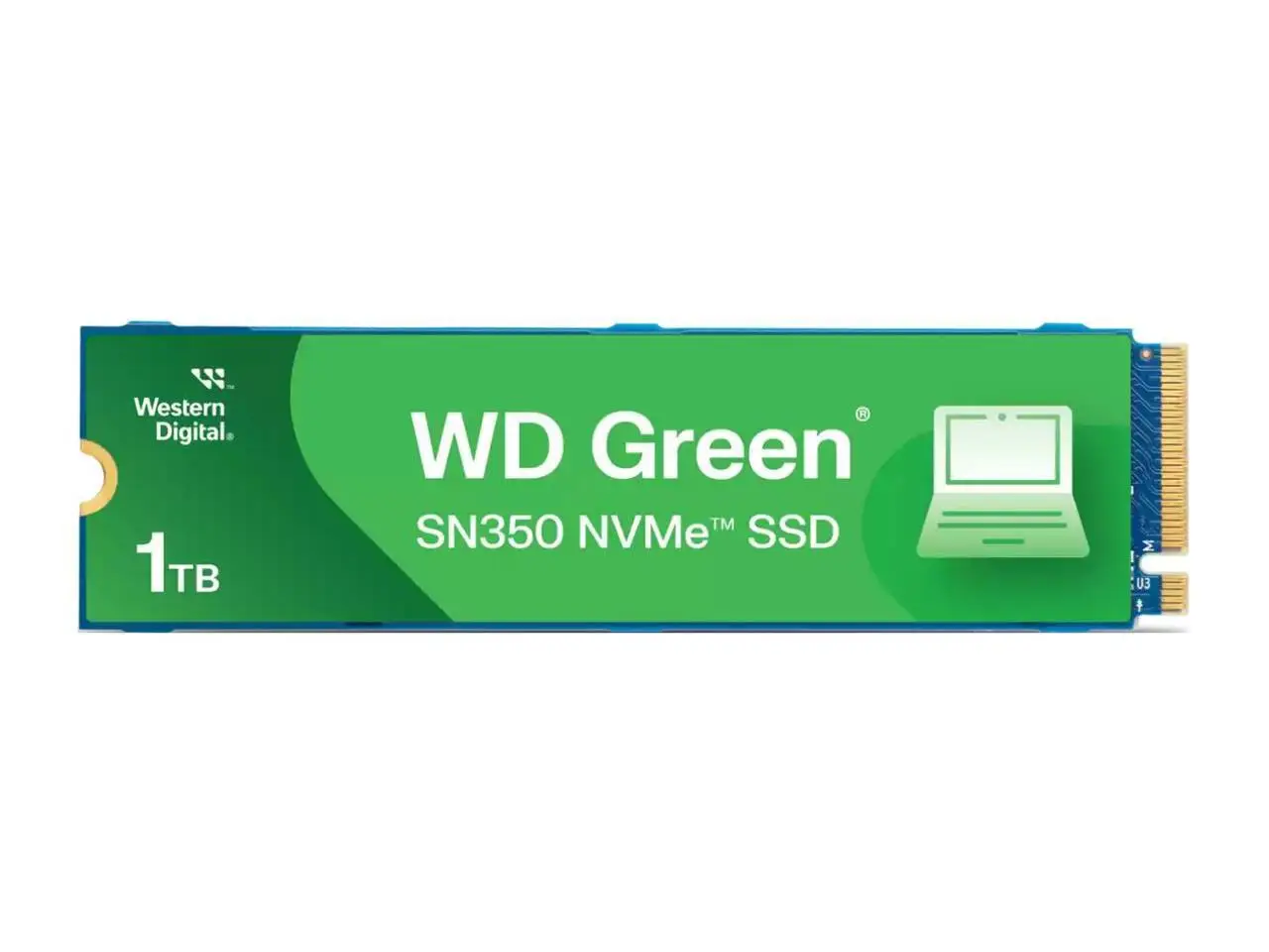 WD  Green™ SN350 NVMe™ 1TB SSD - M.2 2280 Internal - PCI Express NVMe™ (PCI Express NVMe 3.0 x4) - 2400 MB/s Maximum Read Transfer Rate   WDS100T2G0C-00CDH0