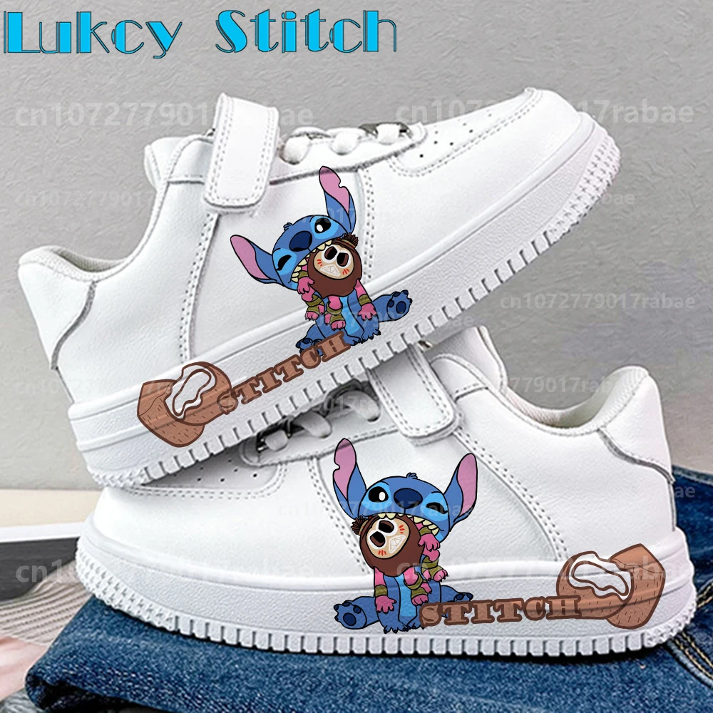

Баскетбольные кроссовки Лило и Стич для мальчиков и девочек, весенне-осенние студенческие белые туфли, дышащая детская повседневная обувь среднего возраста