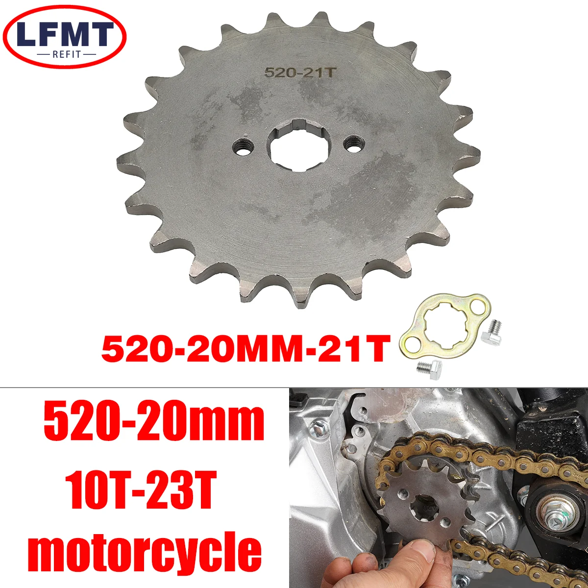 520# Chain 20mm 10T 11T 12 13 14 15 16 17 18 19 20 21 22 23T Teeth For 50cc to 125cc Off-road Bicycle ATV Front Engine Sprocket