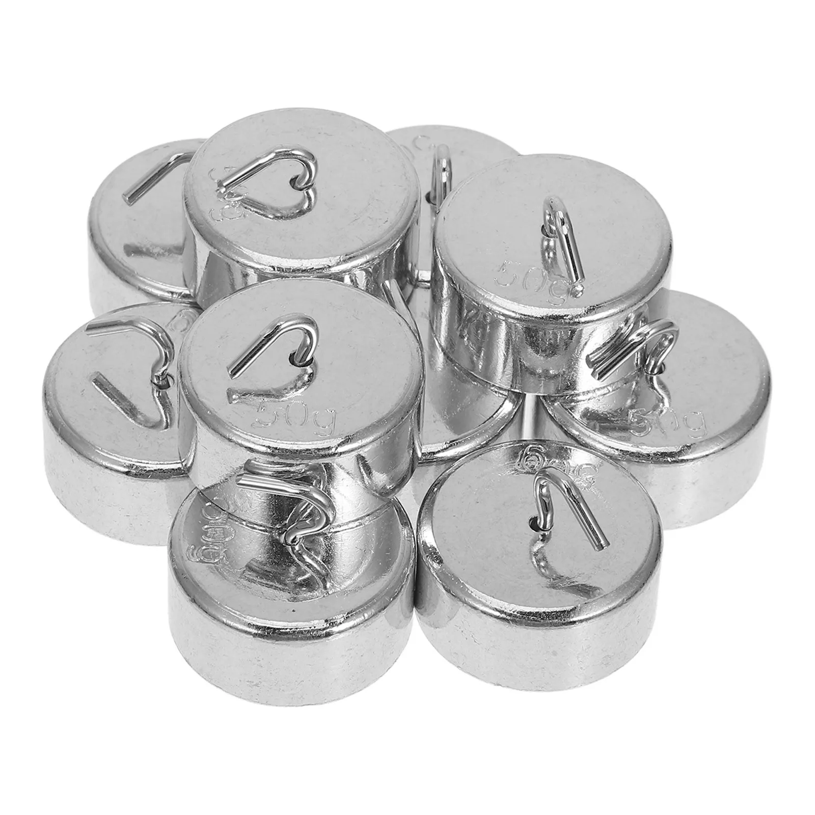 10Pcs Hook Weights Smooth Surface Chrome Plated Iron Hanging Calibration Mass Set for Labs Experiments Weight Set