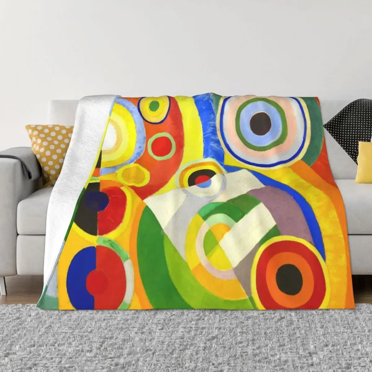 Robert Delaunay - Rythme, Joie de vivre - Rhythm, Joy of Living Throw Blanket Flannel Fabric Bed covers Blankets