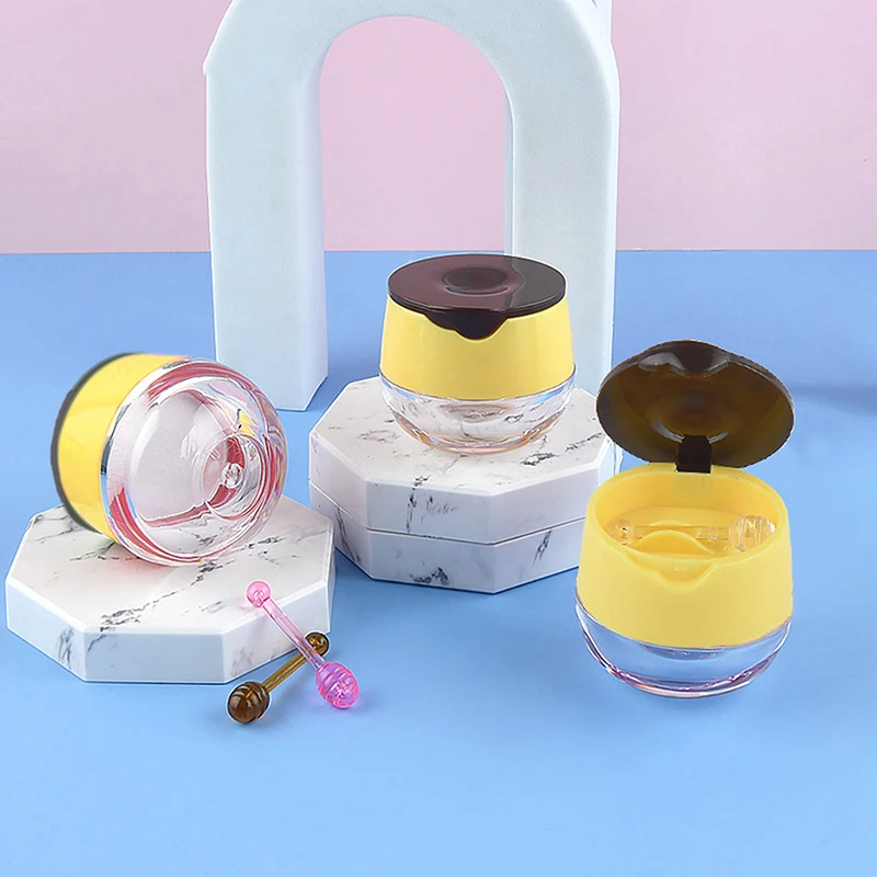 1Pcs Yellow Lip Film Bottle Lip Film Box With Silicone Spoon Lip Balm Empty Bottle Personal Care Cream Mask Packaging Container