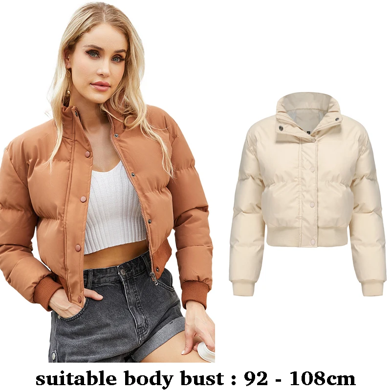 

Высококачественная женская короткая куртка с длинными рукавами, стеганая хлопковая подкладка, повседневная одежда на осень-зиму 2025, красная, черная, желтая