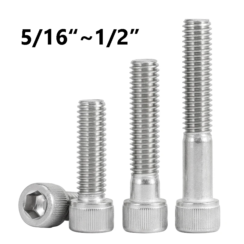 1~20Pcs 304 Stainless Steel Hexagon Socket Allen Cap Head Bolt Screw 0# 2# 4# 6# 8# 10# 1/2