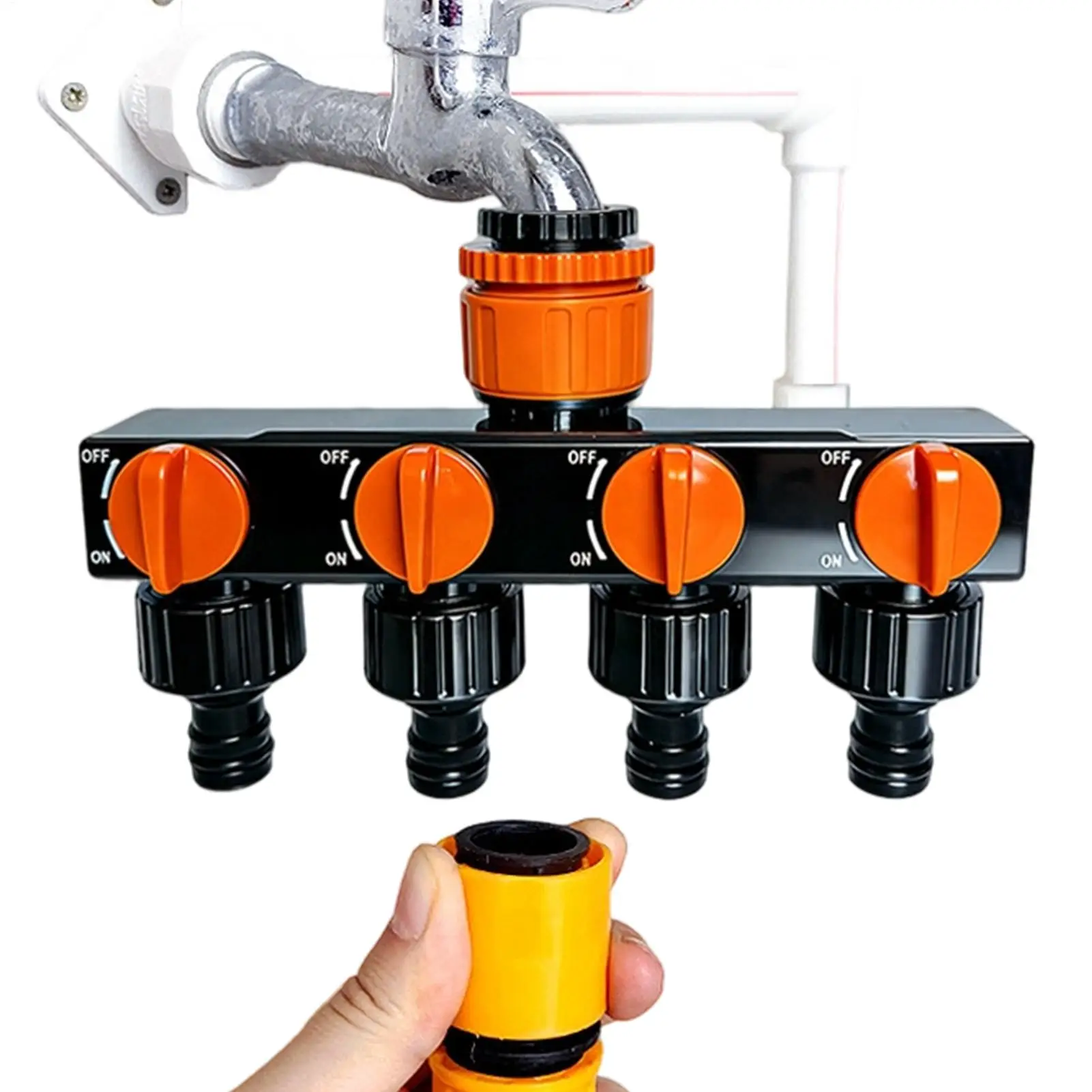 Water Distributor Connector 4Way Hose Spigot Distributor Anti-Drop Water Distributor Hose Splitter Valve Splitter Faucet Adapter