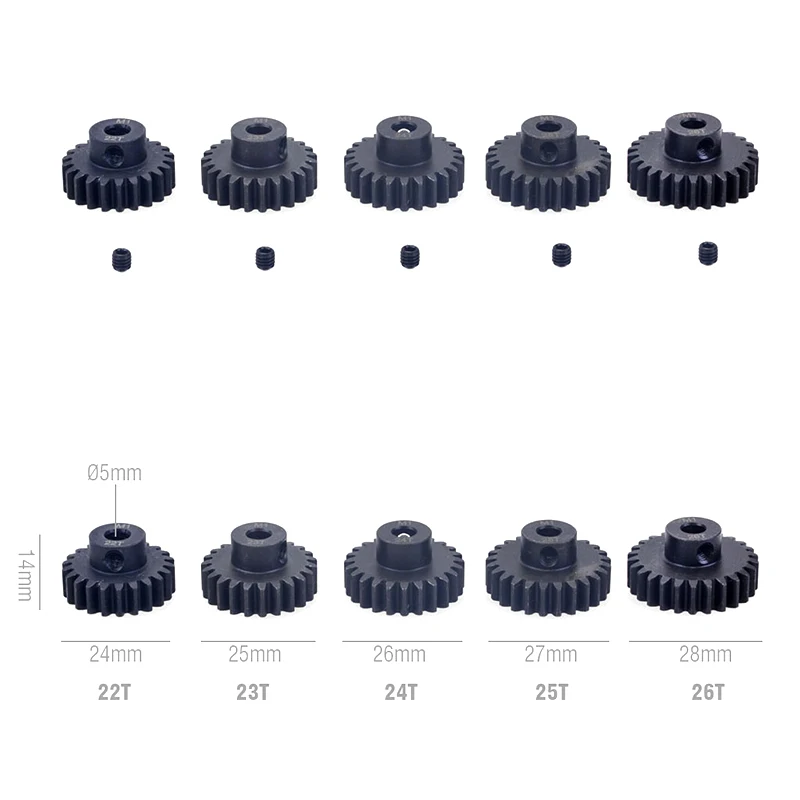 1/10 Rc Model Car Motor M1 5mm 11T 12T 14T 15T 17t 18t 20T 21t 22T 24T 25T 26T 28T 30T Czarny stalowy metalowy przekładnia silnika do