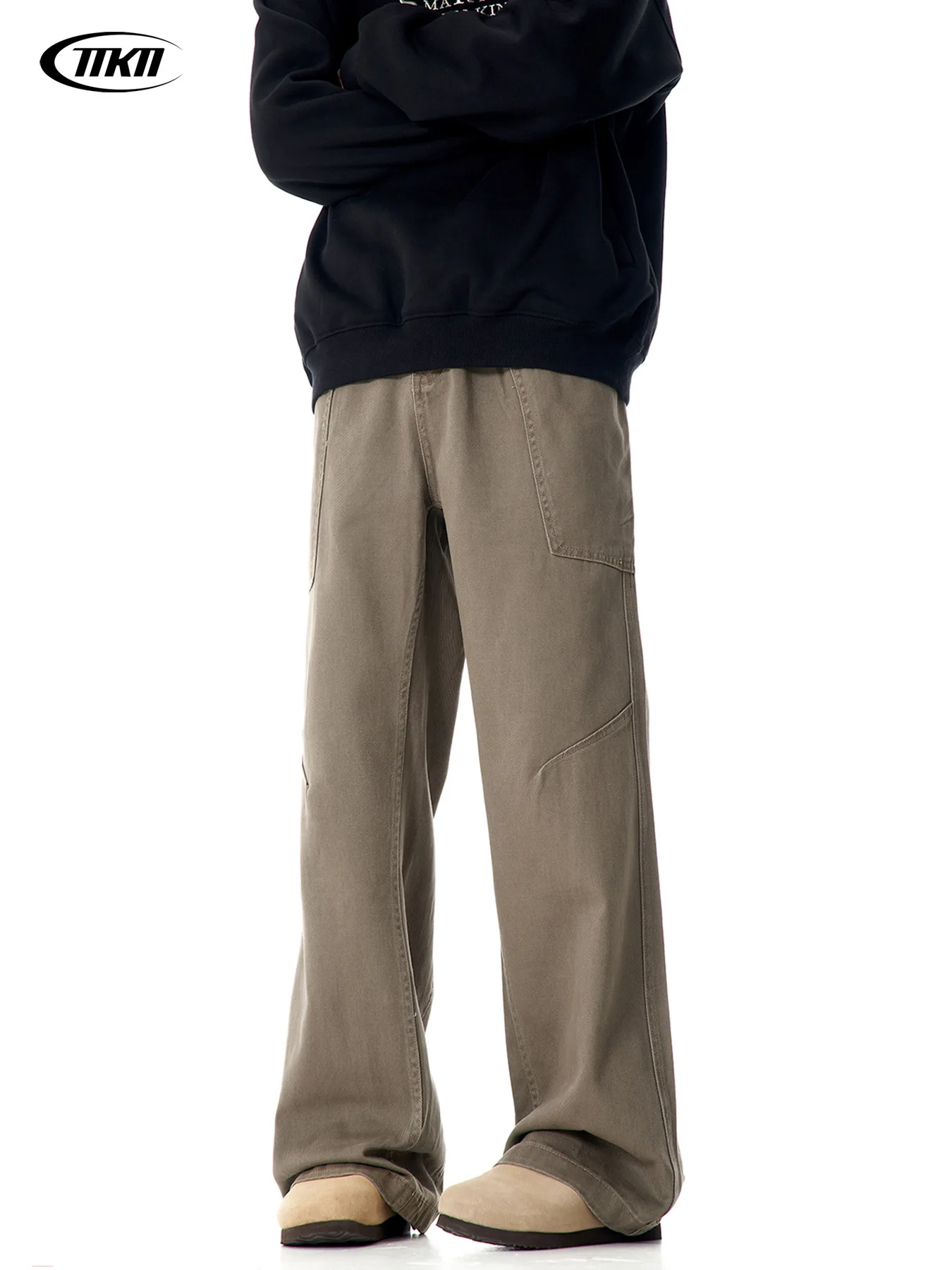 Retro American Denim Wide-Leg Pants Merard Style Casual High-End Feel Men's And Women's Drape Clean Fit Straight Leg