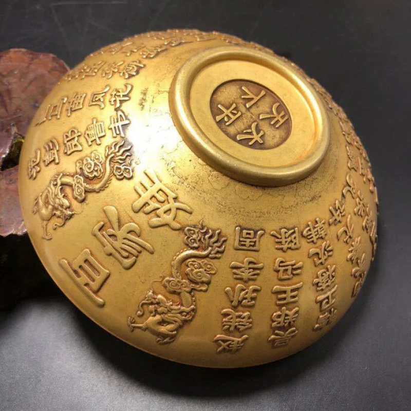 

Antique Style Pure Copper Brass Hundred Family Surnames Bowl Ornament Large Brass Bowl Home Decor Antique Miscellaneous Collecti