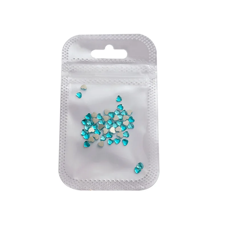 50 SZTUK 3MM Płaskie Ozdoby do Paznokci w Kształcie Serca, Cyrkonie, Elementy do Manicure, Akcesoria do Dekoracji Paznokci, Materiały