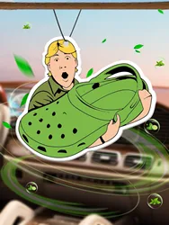 Surprise Oversized Green Shoe-Shaped Car Fragrance Diffuser, Wardrobe Air Freshener, Perfume, Rearview Mirror Decoration, Car Interior Pendant, Natural Scent Air Purifier, Anime Cartoon Toilet Fragrance Sachet, Living Room Office Room Bedside Hanging Ornament