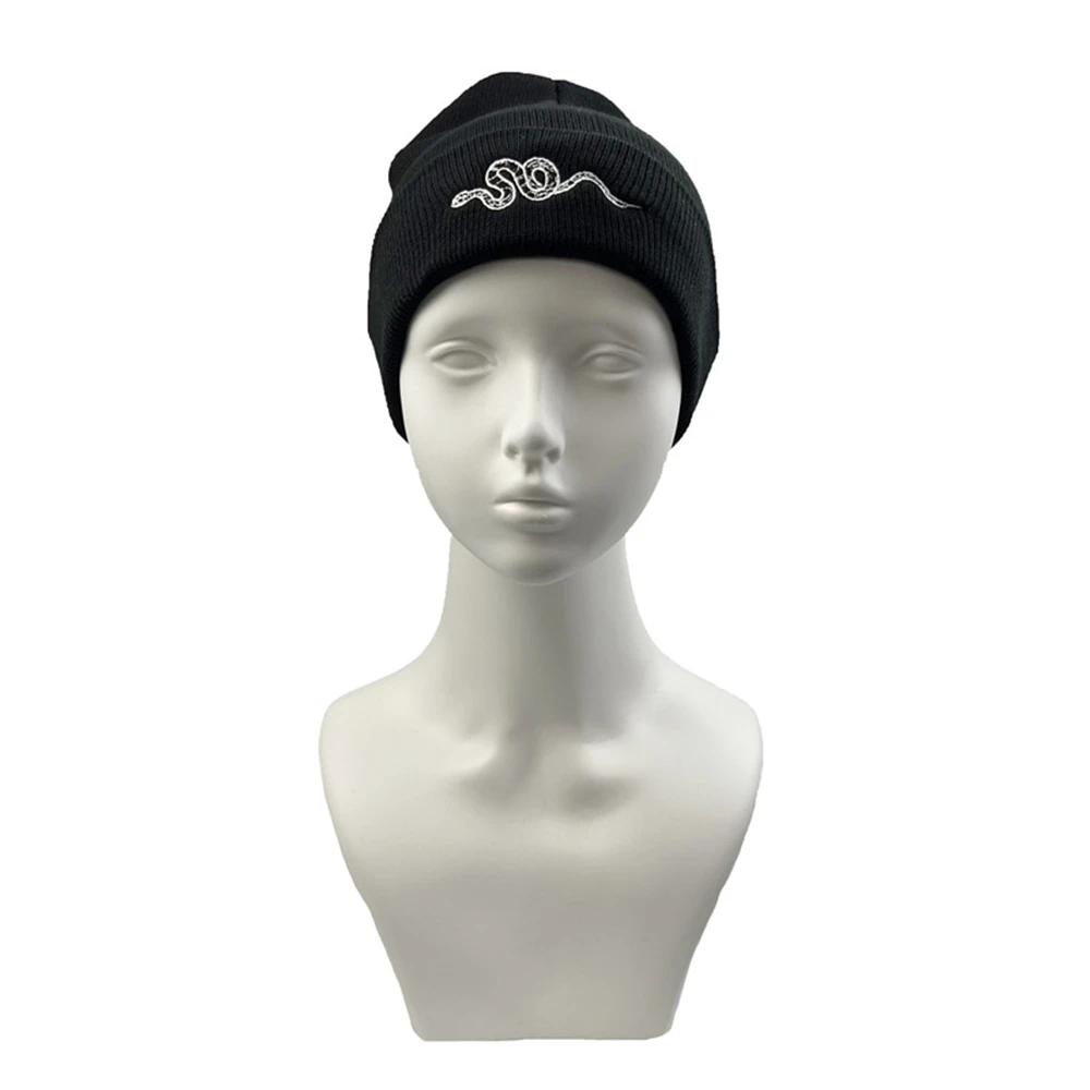 1pcs Knitted Hat, Hip-Hop Style, Stylish Snake Embroidered Knitted , Warm Woolen Hat For Men And Women Cap Green Black