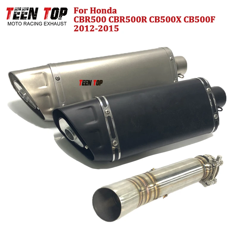 

450mm Exhaust Muffler For Honda CB500X CB500F Slip-on Exhaust CBR500 CBR500R Escape Exhaust Racing Exhaust Elbow 304SUS Mid Pipe