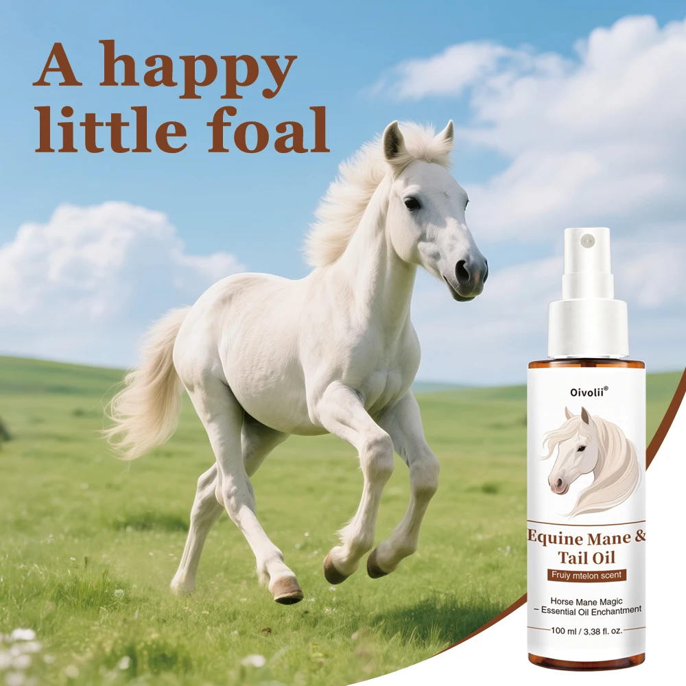 Horse Hair Care Oil Shiny Coat Mane Tail Growth Natural Plant Ingredients Detangler Conditioner Treatment Grooming All Breeds view 5