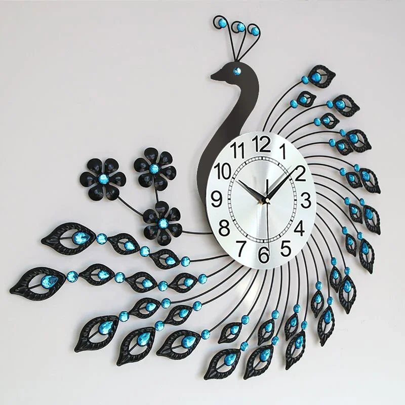 Luxus Phantasie große Wanduhren ästhetische einzigartige Pfau große Wanduhren modernes Design orologio da parete Wohnzimmer möbel