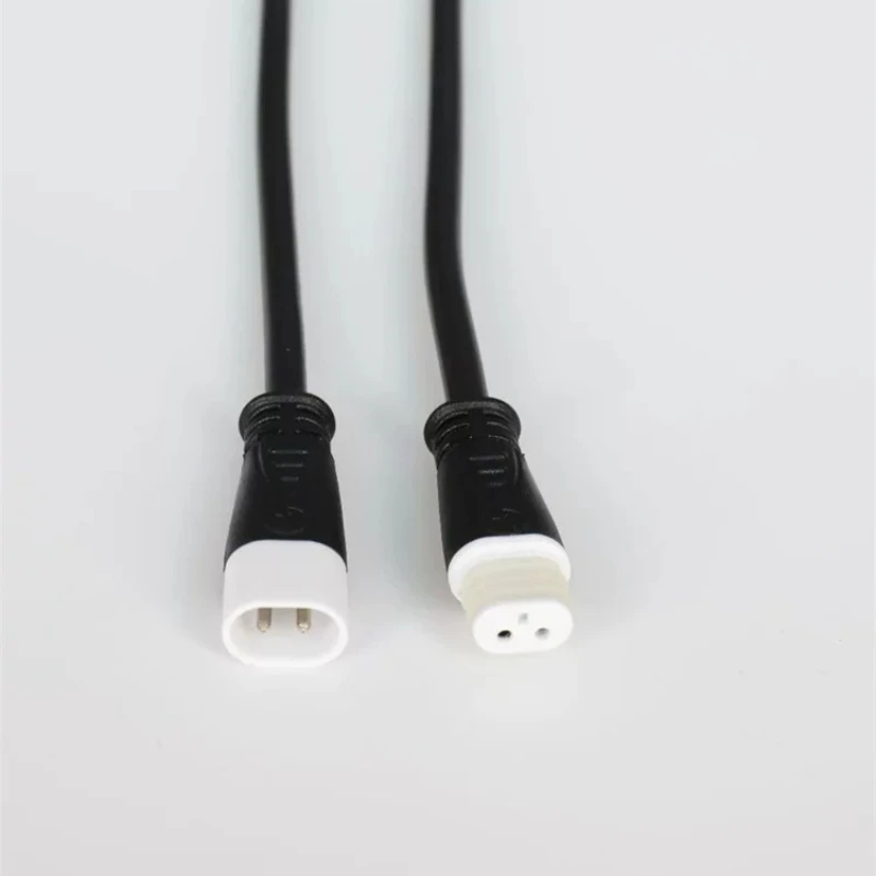 0.75mm² Flat 2/3‑Pin Waterproof Male Female Extension Plug, 12V‑220V LED Battery Connector with Reverse Connection Protection