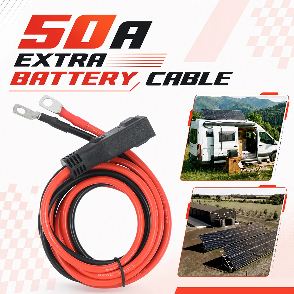 50A 8AWG Bidirectional Extra Battery Cable PPS Adapter XT150 For EcoFlow Delta 2 Delta3 WAVE3 WattCycle 48V LiFePO4 Battery﻿