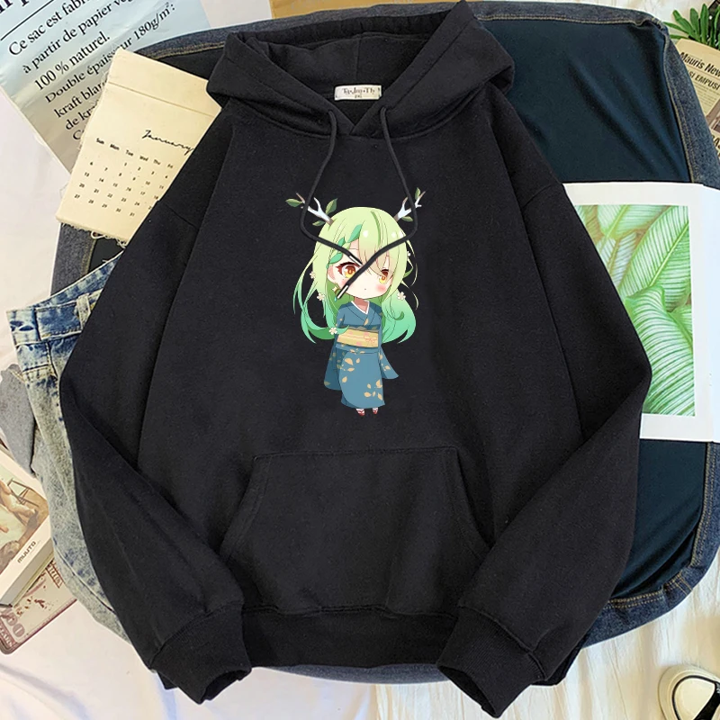 Ceres Fauna Hololive Waifu Hoodies Casual Mens Cartoon Graphic Sweatshirts Kawaii Printed Long Sleeve Pullovers Hooded Tops Male