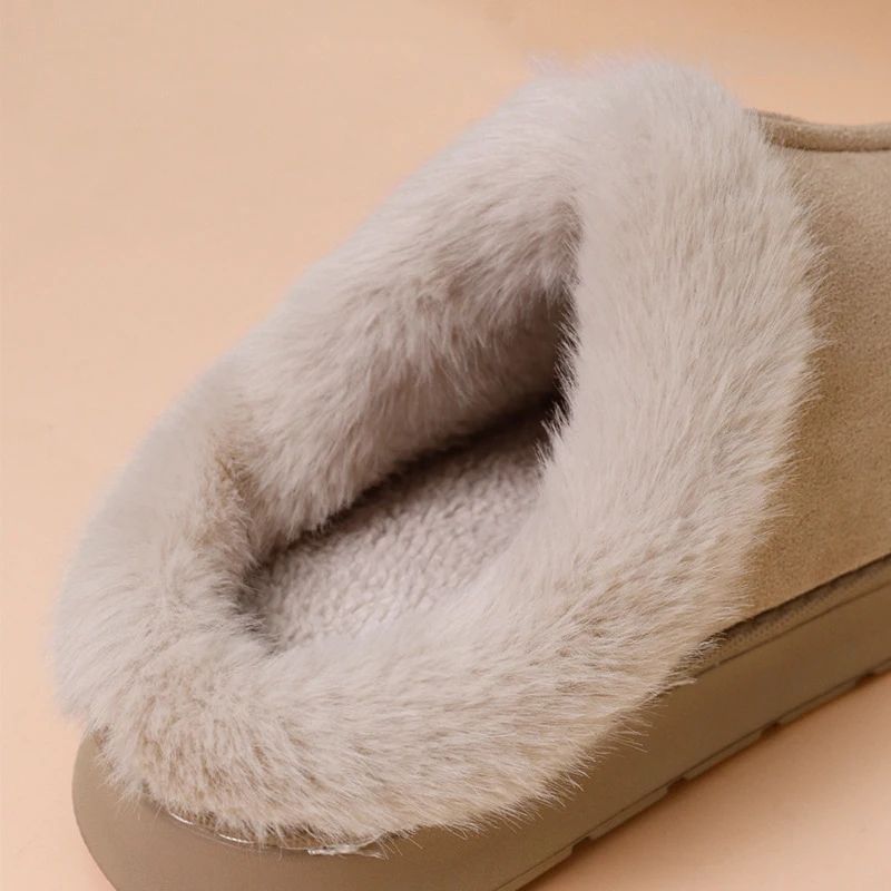 Faux Suede Fluffy Women' Winter Slippers 2026 Fashion Fuzzy Fur Platform Cotton Padded Shoes Women Outdoor Non Slip Snow Boots