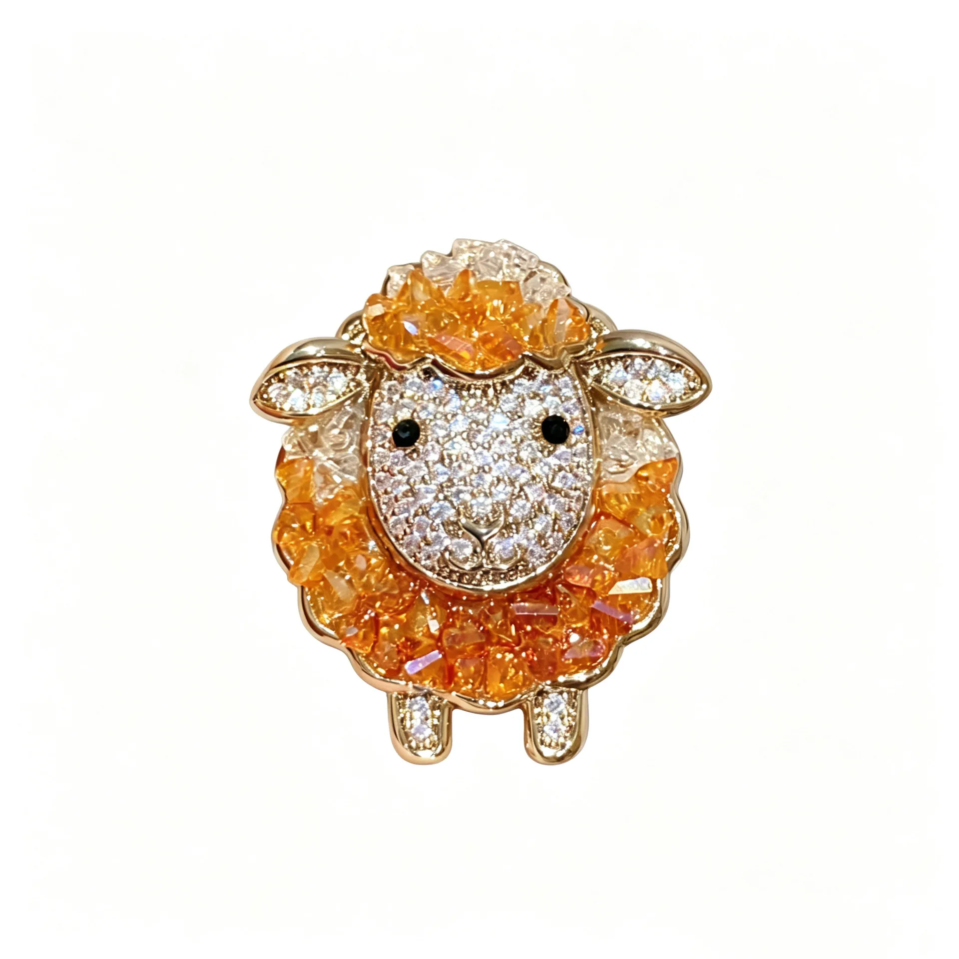 Women'S Essential Accessories - Orange Crystal Brooches For Women Sheep