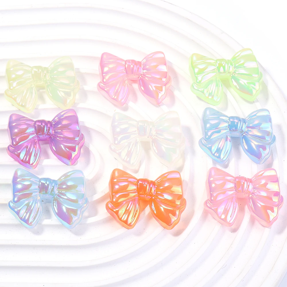 

10pcs Colorful Shiny Bowknot Beads Bow Tie Spacer Acrylic Beads For Decoration Making DIY Handicrafts Accessories
