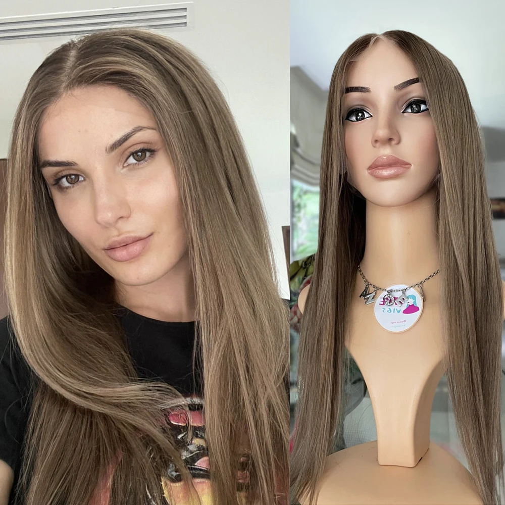 

Natural Brown Lace Front Wigs Glueless Long Straight Synthetic HD Lace Wig Brown Wigs for Women Daily Wear and Go Heat Resistant