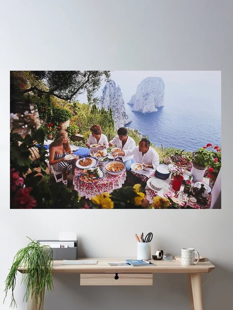 Slim Aarons Dining Al Fresco Supersize Limited Estate Edition 1969, Print Art Canvas Poster Living Room, Home Wall Decor Picture