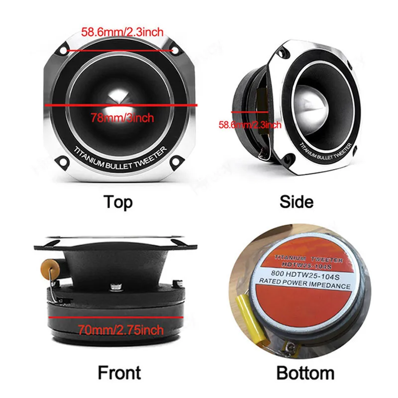 2 Pcs 3 inch Car Speakers Max. Power 800W Full Range Frequency Titanium Tweeter Automotive Audio Music Car Speaker