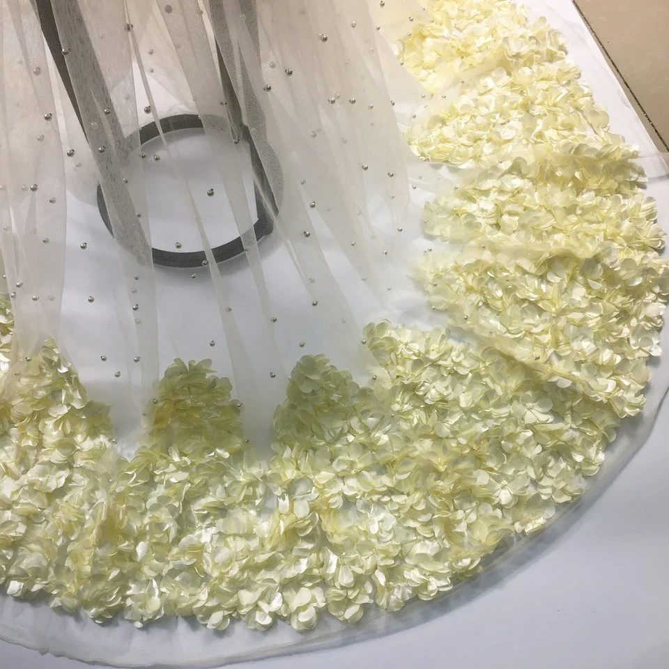 French Tulle Lace Fabric 2025 Trend 3d Floral Design Soft Bridal Fabric 5 Yards for Women DIY Dress Trim Wholesale Bulk M23622