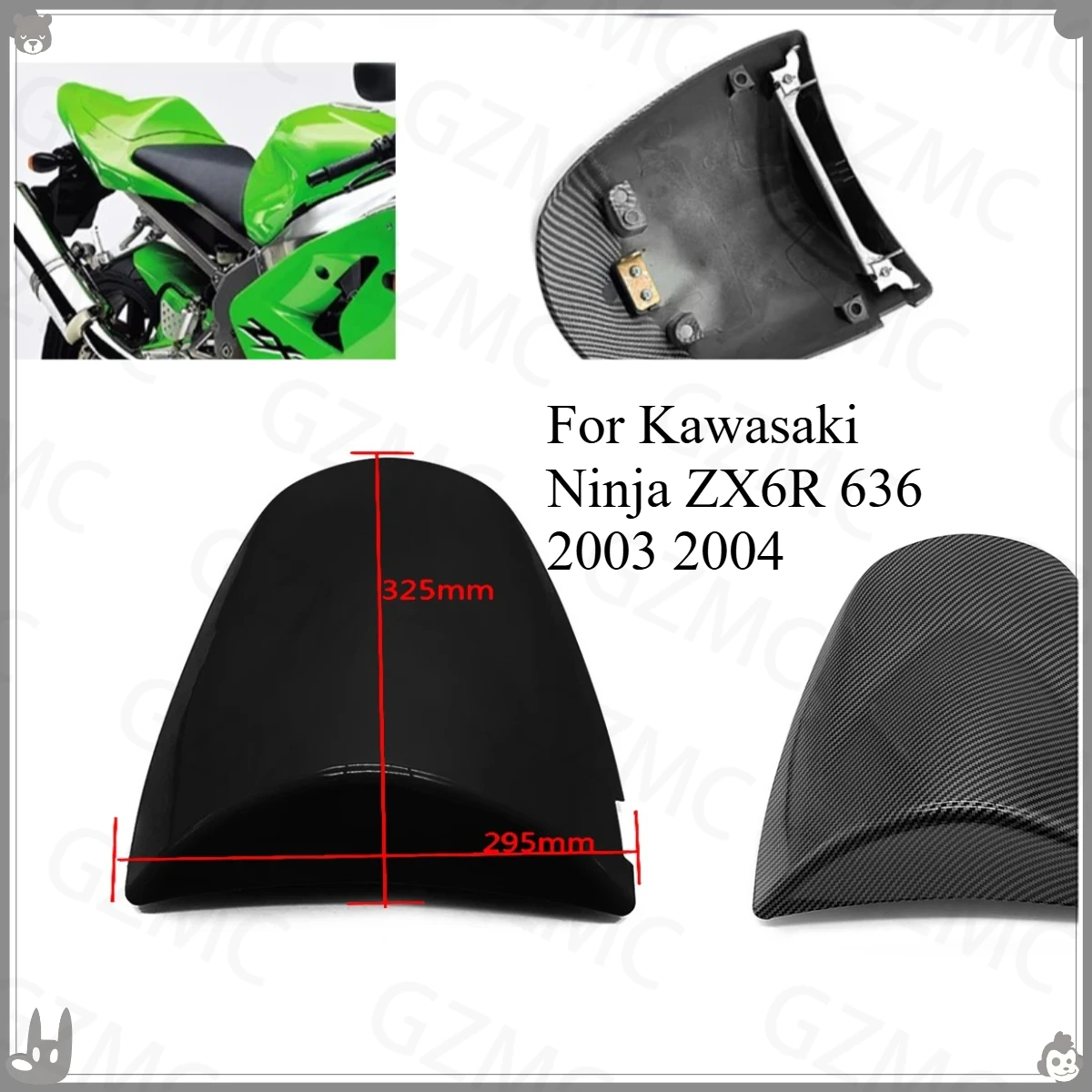 Motorcycle Rear seat tail cover Fit For Kawasaki Ninja ZX6R 636 2003 2004 Rear Passenger Cowl Seat Back Cover Fairing Part Z1000