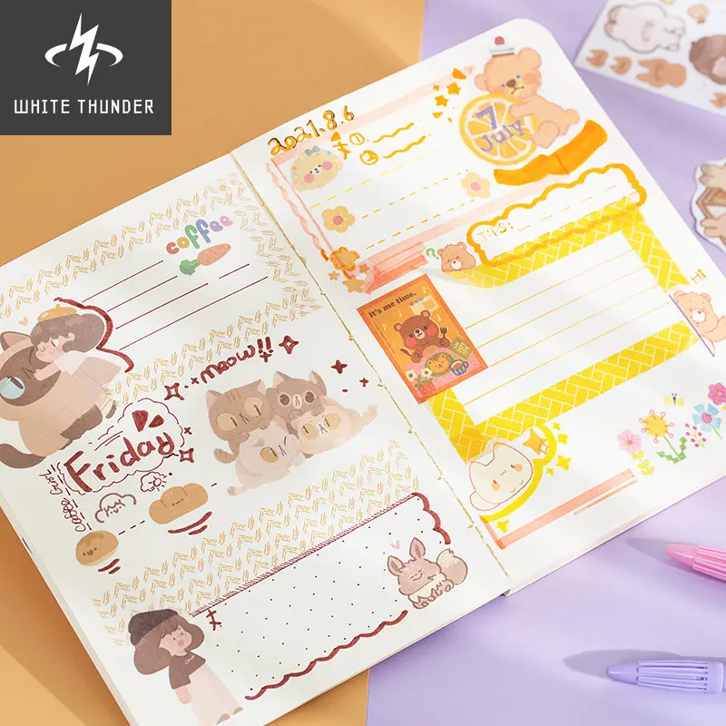 50 Sheets Cute Girl Hand Account Stickers Set DIY Decoration Kawaii Hand Account Notebook Cup Pattern Stickers Stationery