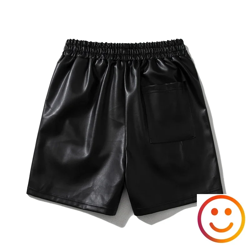 Pure Leather Black Red Green Borad Shorts Pockets 2024 Summer Men Women High Quality Yellow Drawstring Beach Shortpant Breeches