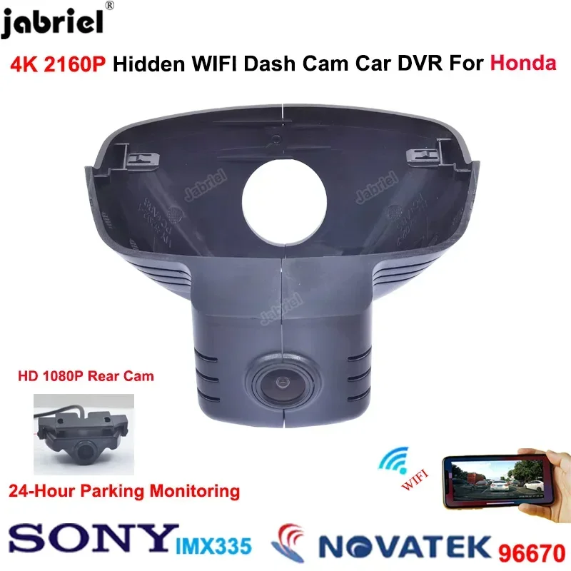 Jabriel For Honda ZRV ZR V CRV CR V 2021 2022 2023 Dash Cam UHD 4K 2160P Front and  Rear Camera WiFi 24H Car DVR Video Recorder