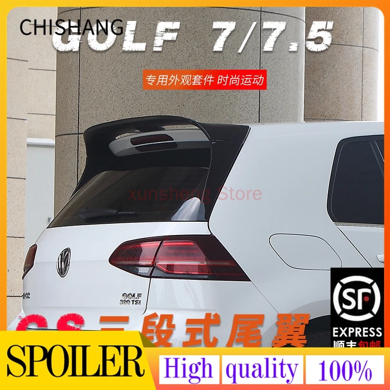 Glossy Black Clubsport Style Carbon Fiber CS Style Rear Roof Spoiler For Volkswagen Golf 7/7.5 GTI R 2014-2020 (GTI only)