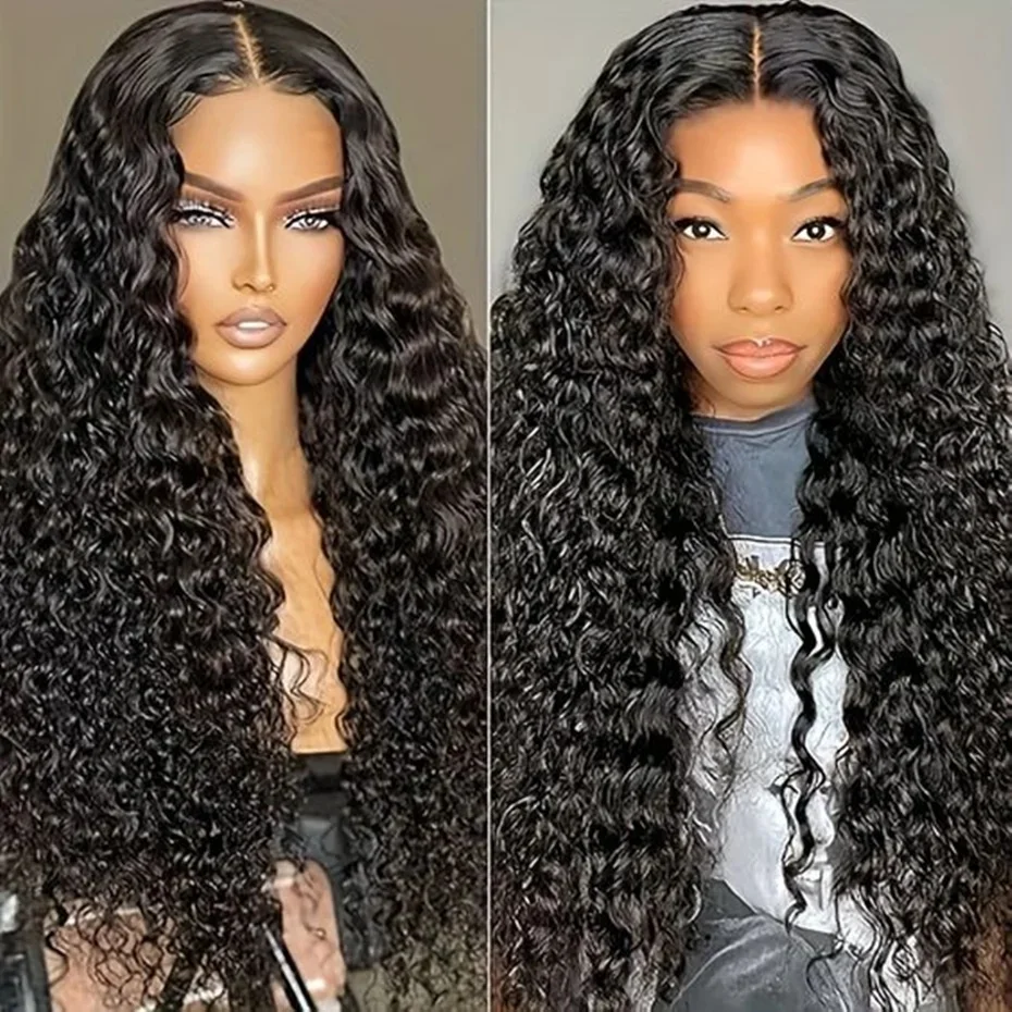 

Bling Hair Deep Wave 13x6 Lace Frontal Wig 200% Density 13x4 Curly Human Hair Wigs For Women 4x4 Pre Plucked Lace Closure Wig