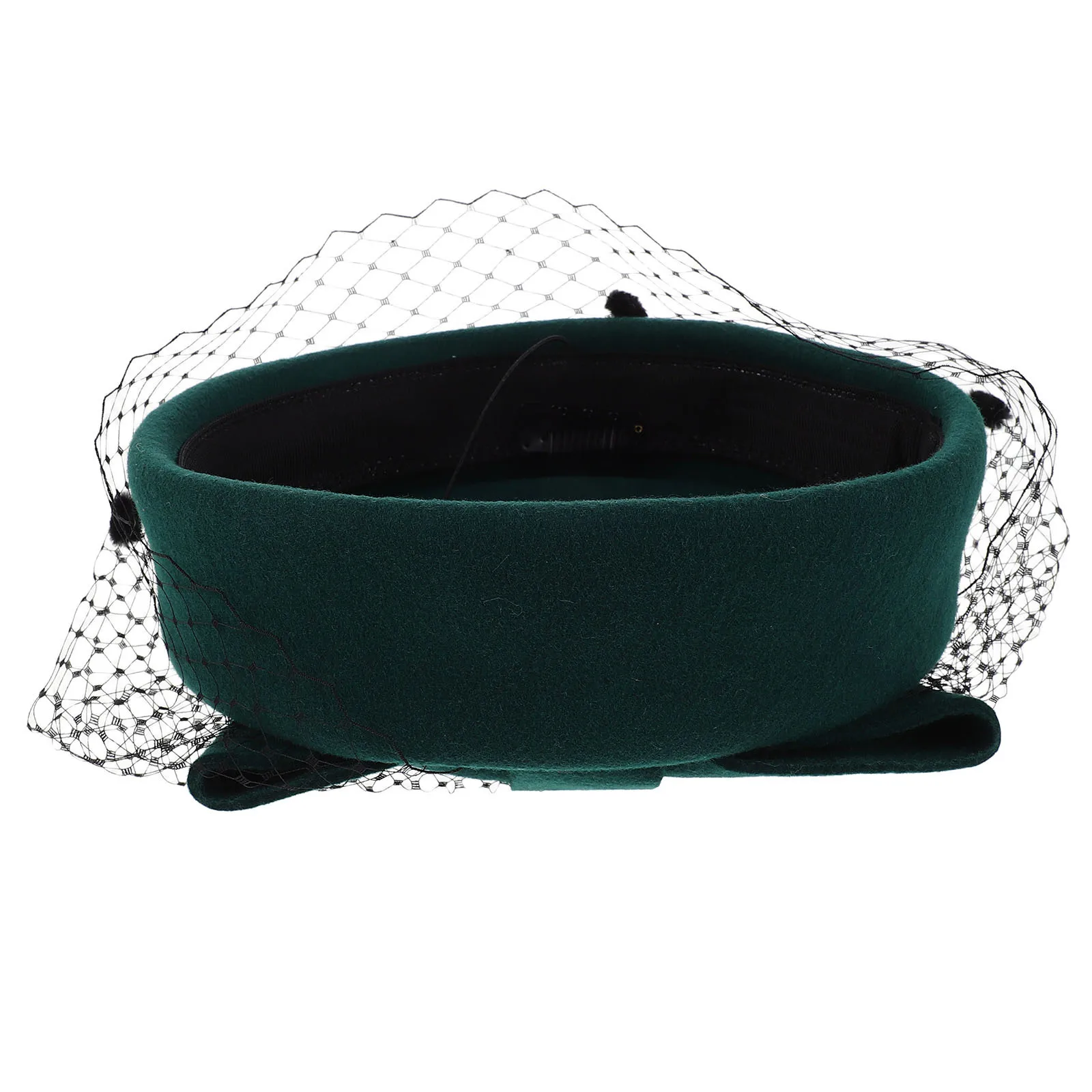 

Winter Wool Fascinator Hat with Veil Bowknot Design Ladies Beret Pillbox Cocktail Party Church Event Air Hostess Style