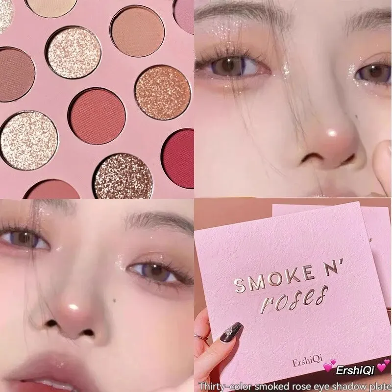 30 Color Affordable Eyeshadow Palette Blush Highlighting And Contouring All-In-One Smoky Rose Pearl Multi-Color Low Saturation