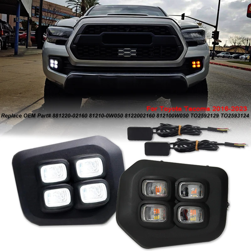 

Led Daytime Running Light Fog Lamp for Toyota Tacoma DRL 2016 2017 2018 2019 2020 Bumper Driving White Yellow Waterproof