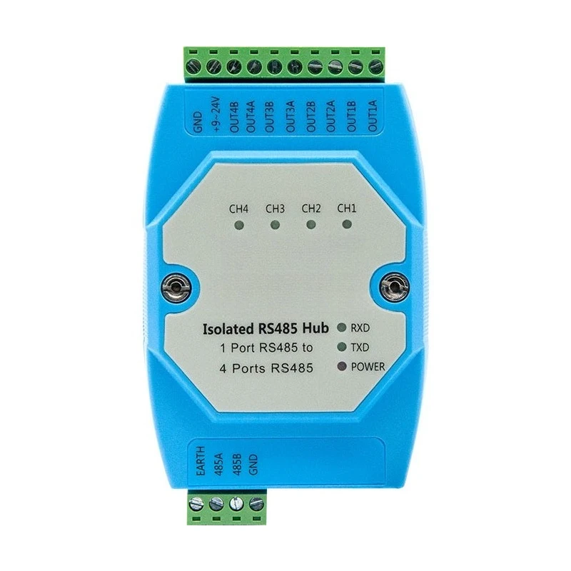Industrial Grade Isolated RS485 Hub 1 in 4 Out, RS485 Signal Repeater Splitter Isolation Communication Module