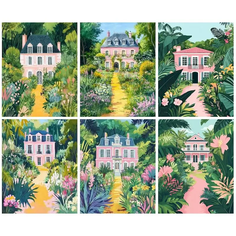 

GATYZTORY Frame Diy Painting By Numbers Kit Picture House Drawing Coloring By Numbers For Adults Handicrafts Home Decoration