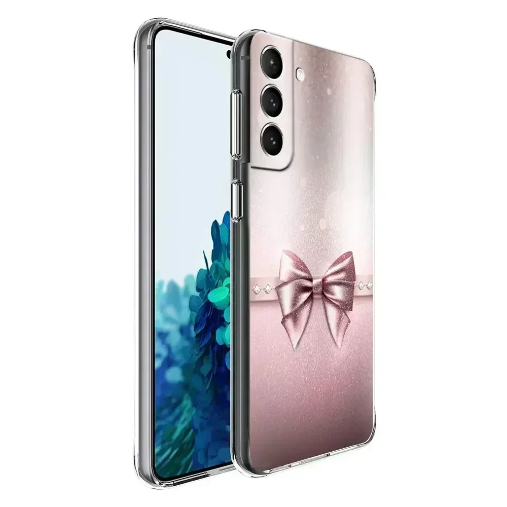 حافظة شفافة على شكل فيونكة لهاتف سامسونج جالاكسي S22 S20 FE S21 S23 Plus Note 20 Ultra 10 Lite حافظة هاتف شفافة