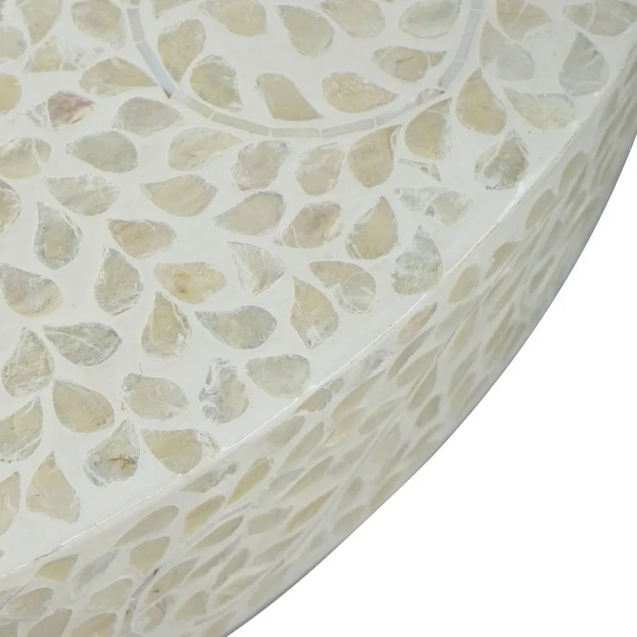 طاولة قهوة كابيز كريمية فريدة من نوعها مقاس 35 × 35 × 16 مع قاعدة ذهبية